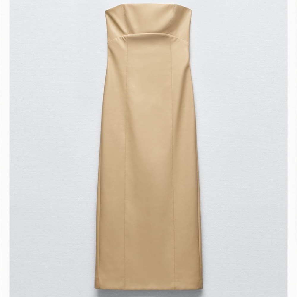 Zara Faux Leather Dress Cream XS